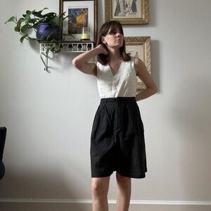 black linen/cotton vintage trouser shorts